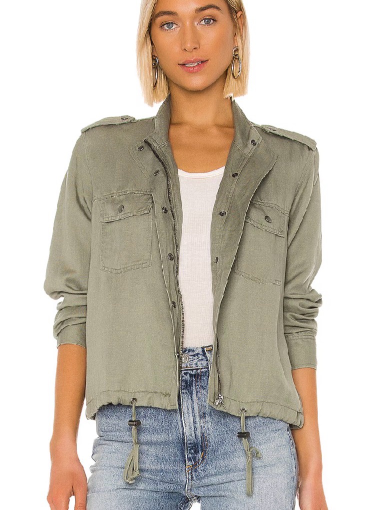 Rails Collins Utility Sage Green Lightweight Jacket Button Zip Size Small